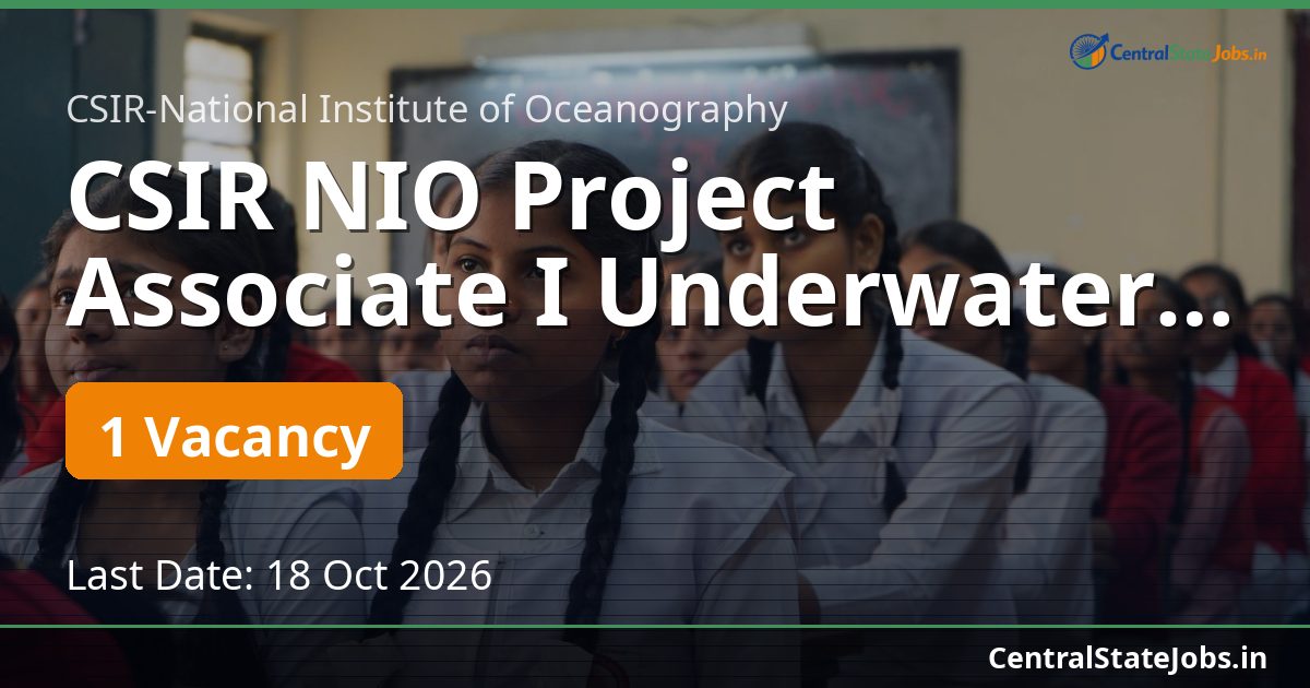 CSIR NIO Project Associate I Underwater Robotics 2026
