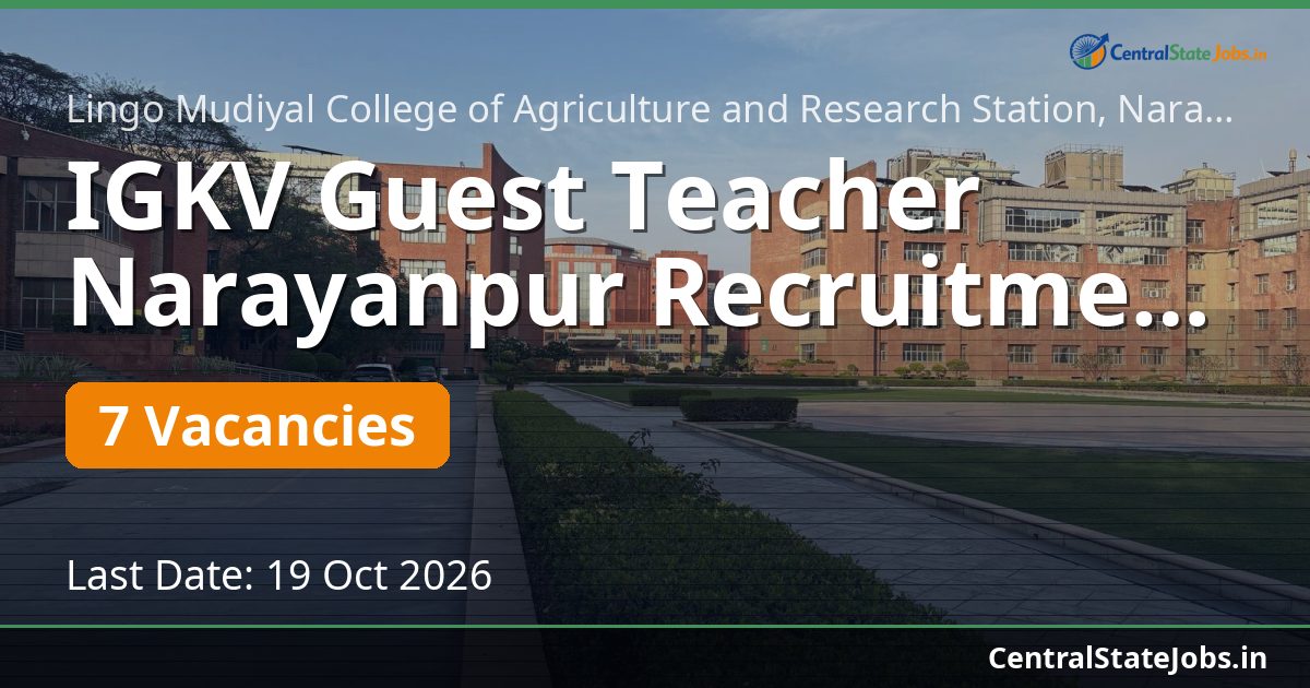 IGKV Guest Teacher Narayanpur Recruitment 2026