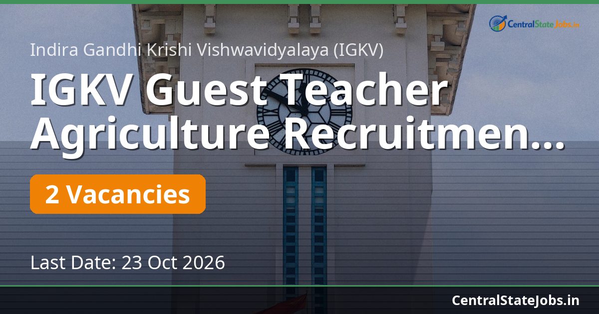 IGKV Guest Teacher Agriculture Recruitment 2026