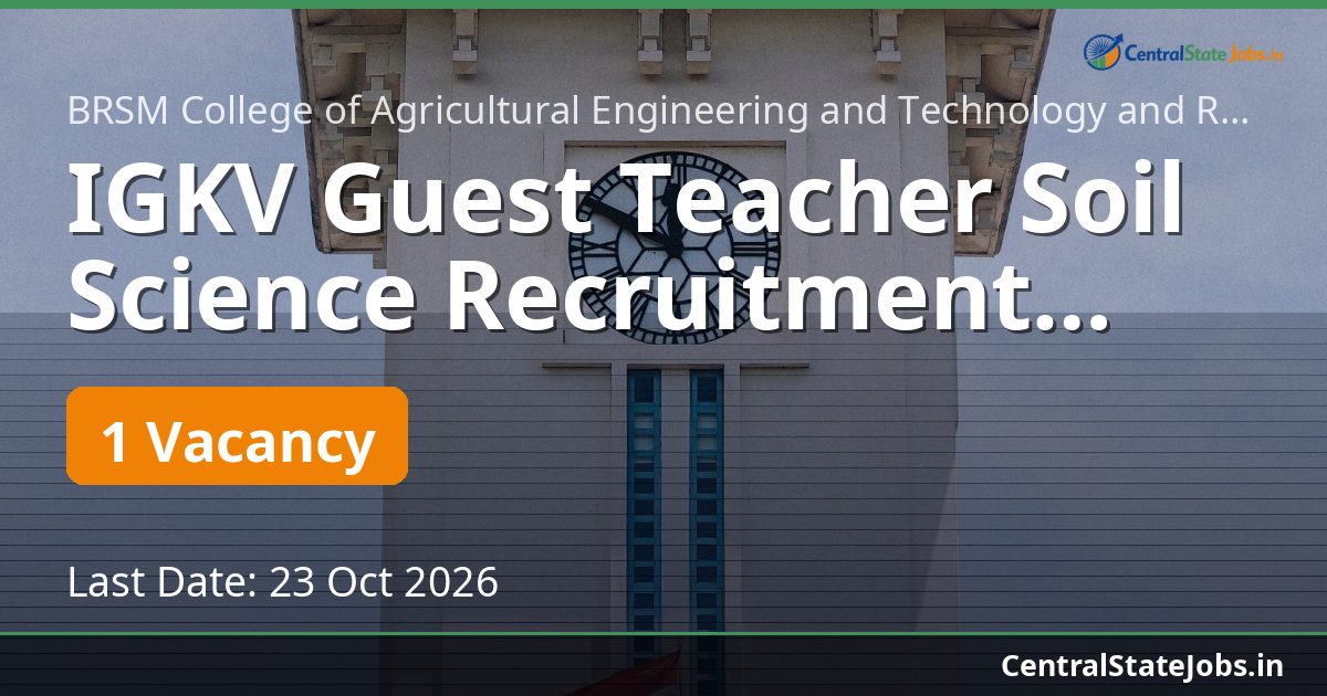 IGKV Guest Teacher Soil Science Recruitment 2026