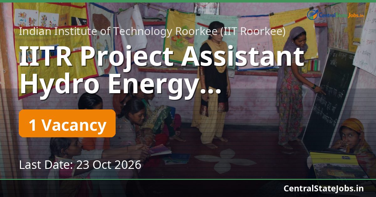 IITR Project Assistant Hydro Energy Recruitment 2026