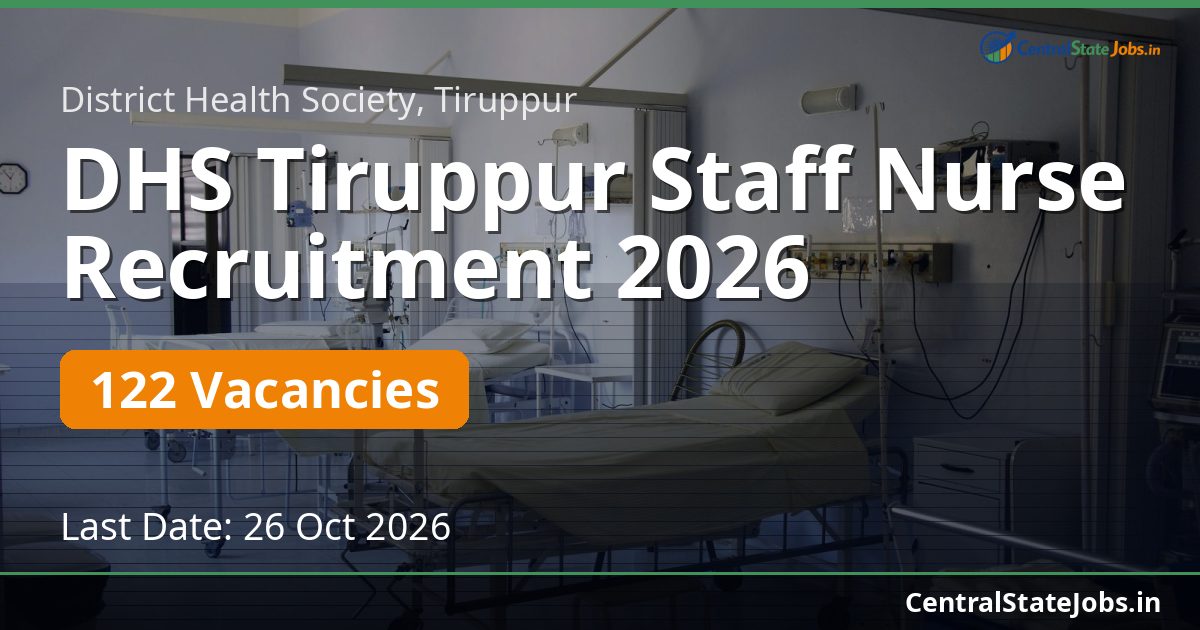 DHS Tiruppur Staff Nurse Recruitment 2026 — 122 Vacancies