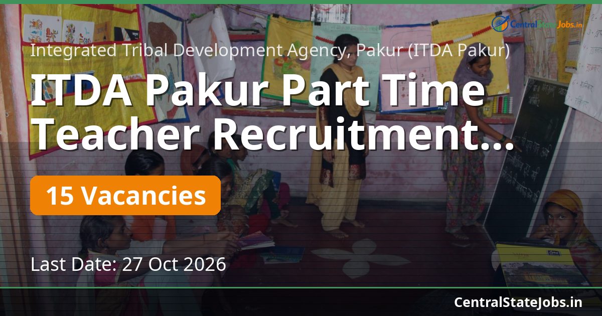 ITDA Pakur Part Time Teacher Recruitment 2026