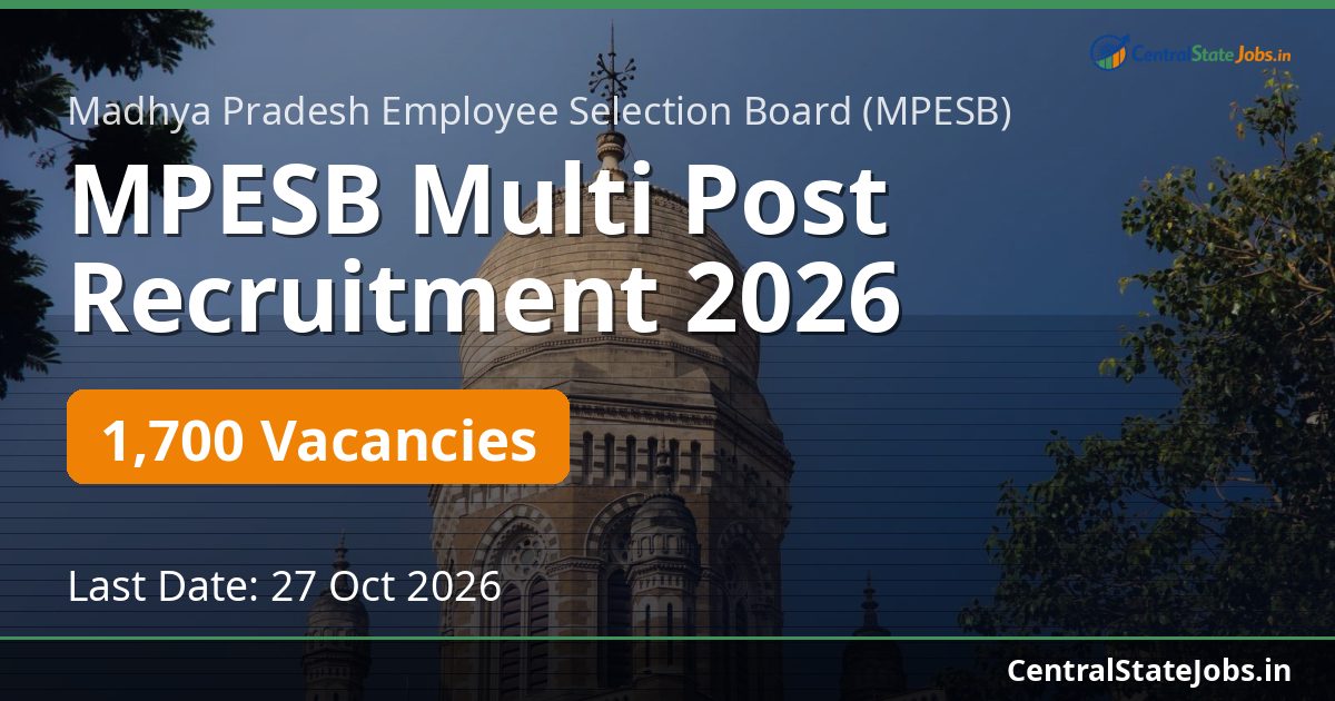 MPESB Multi Post Recruitment 2026 — 1700 Vacancies