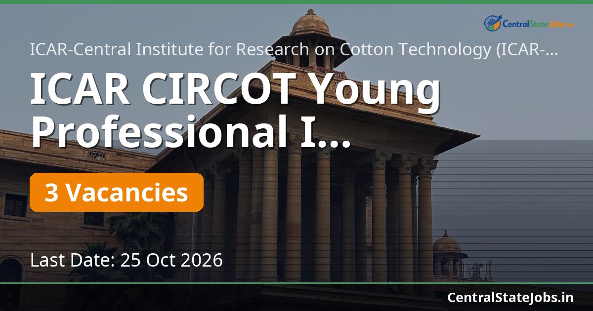 ICAR CIRCOT Young Professional I Recruitment 2026