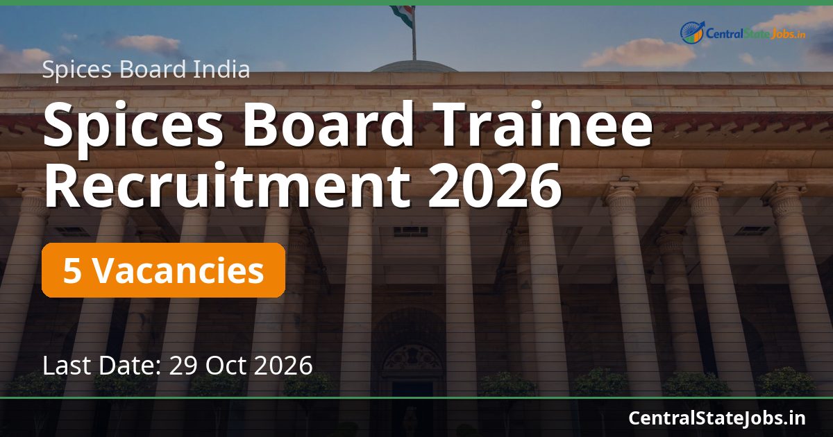 Spices Board Trainee Recruitment 2026