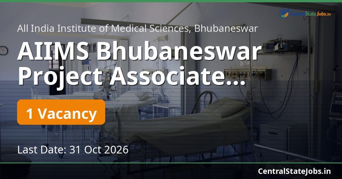 AIIMS Bhubaneswar Project Associate Physiology 2026