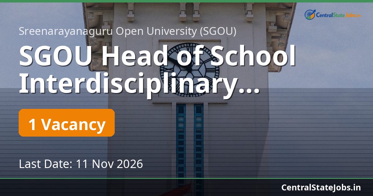 SGOU Head of School Interdisciplinary Recruitment 2026