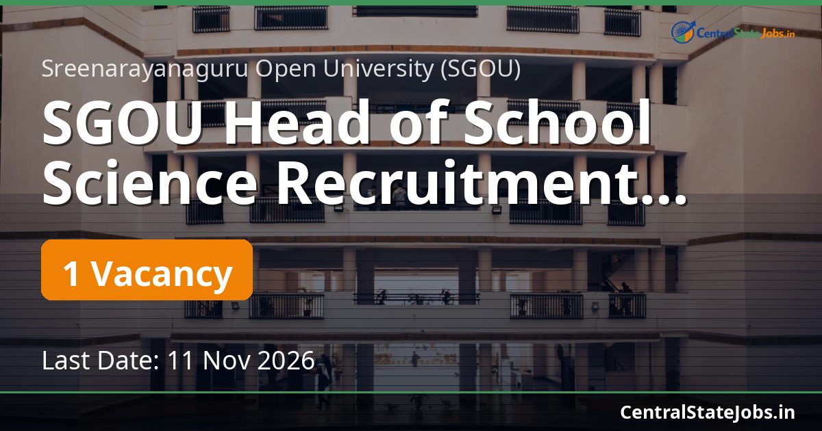 SGOU Head of School Science Recruitment 2026