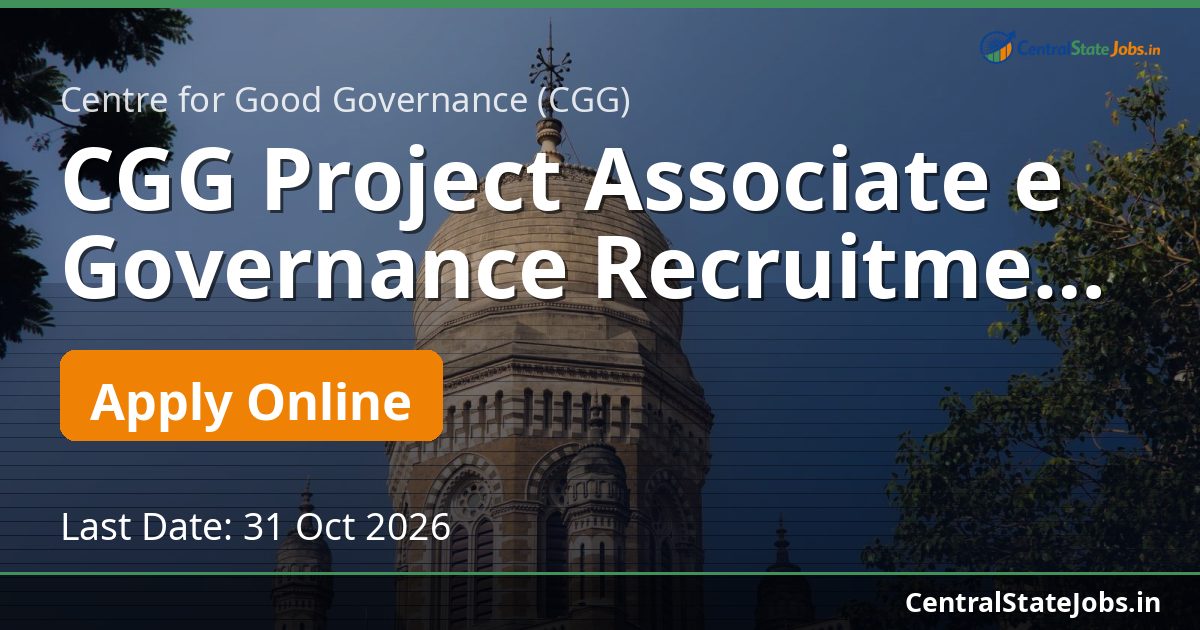 CGG Project Associate e Governance Recruitment 2026