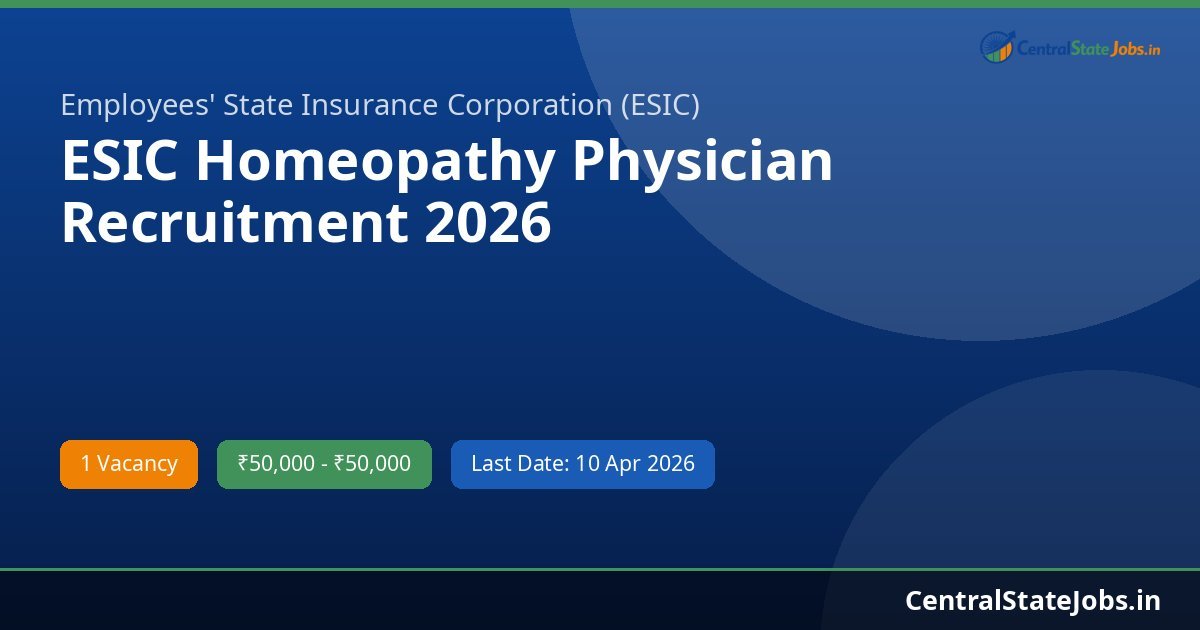 ESIC Homeopathy Physician Recruitment 2026