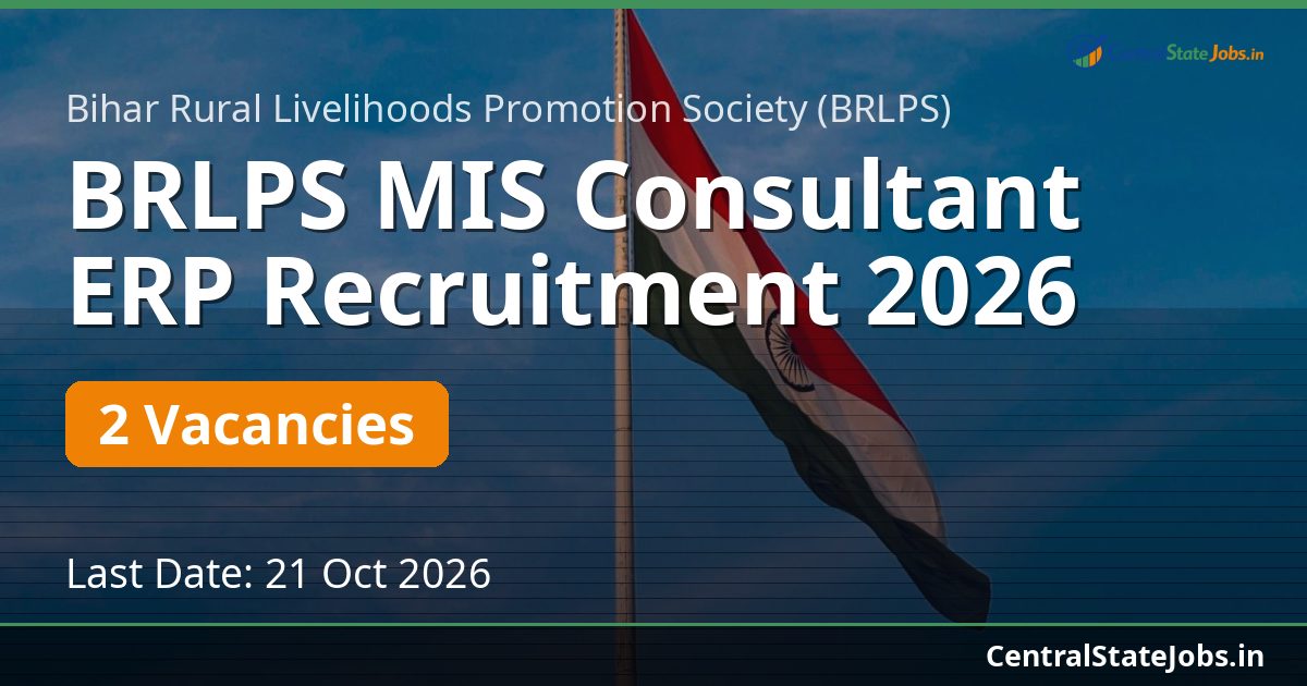 BRLPS MIS Consultant ERP Recruitment 2026