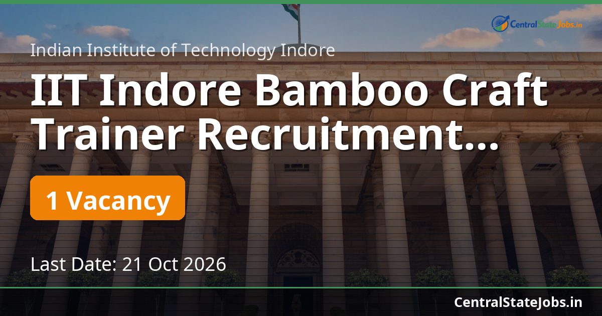 IIT Indore Bamboo Craft Trainer Recruitment 2026