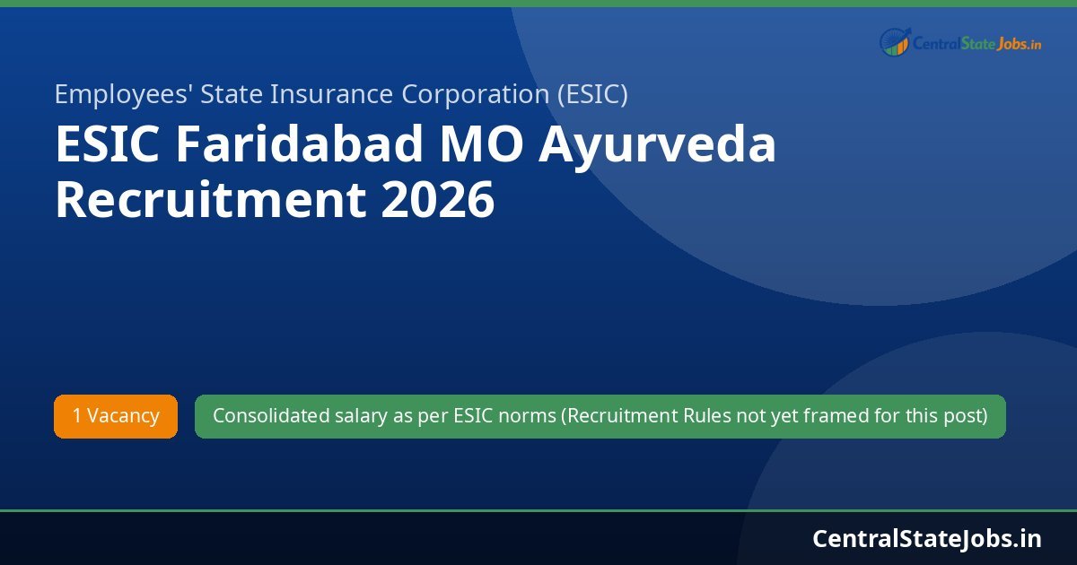 ESIC Faridabad MO Ayurveda Recruitment 2026