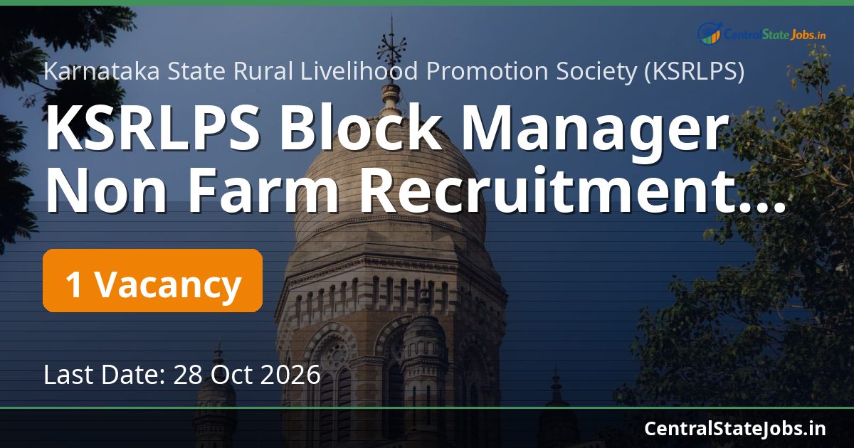 KSRLPS Block Manager Non Farm Recruitment 2026