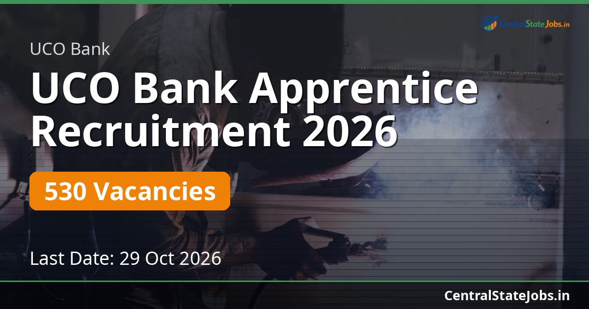 UCO Bank Apprentice Recruitment 2026 — 530 Vacancies