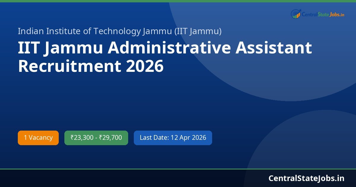 IIT Jammu Administrative Assistant Recruitment 2026