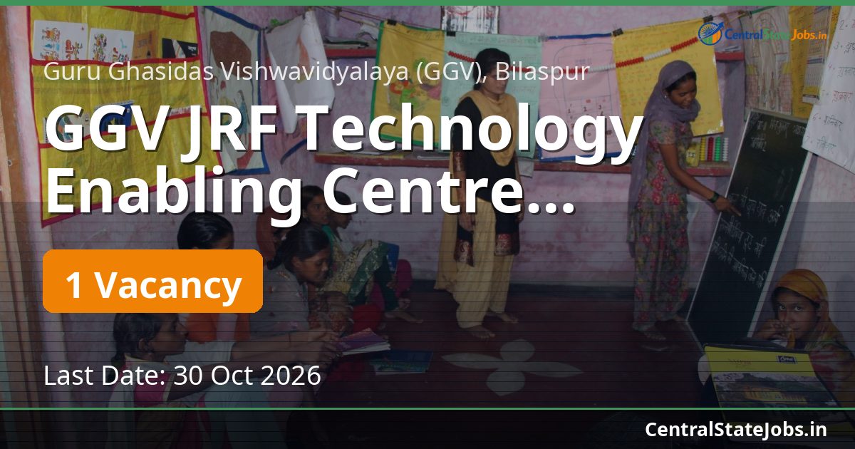 GGV JRF Technology Enabling Centre Recruitment 2026