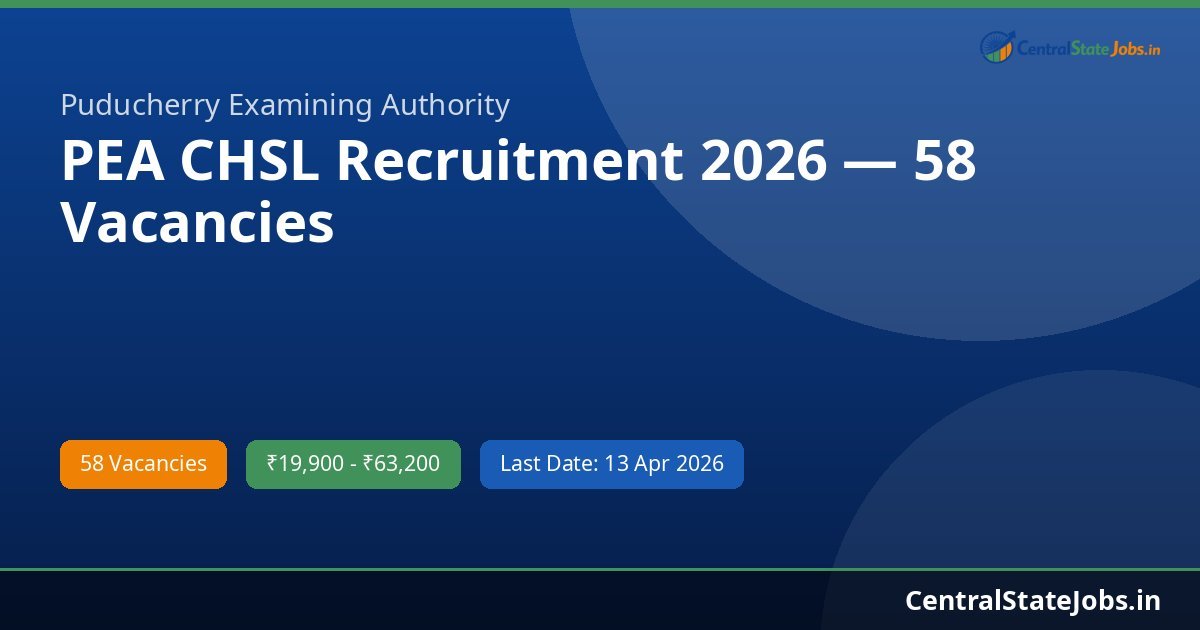 PEA CHSL Recruitment 2026 — 58 Vacancies