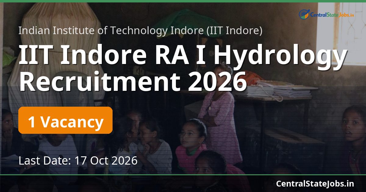 IIT Indore RA I Hydrology Recruitment 2026