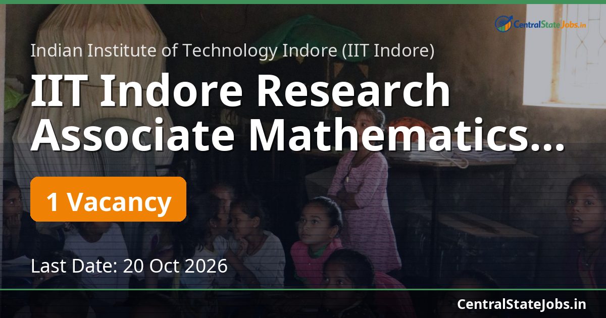 IIT Indore Research Associate Mathematics Recruitment 2026