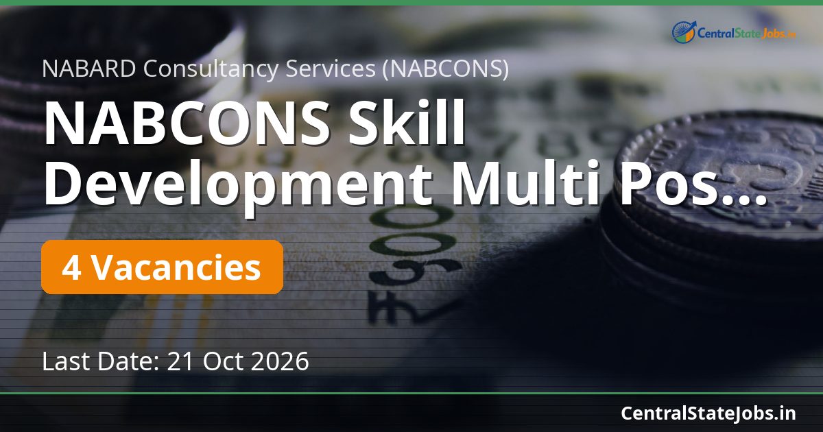NABCONS Skill Development Multi Post Recruitment 2026