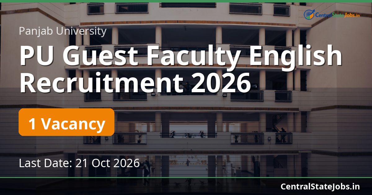 PU Guest Faculty English Recruitment 2026