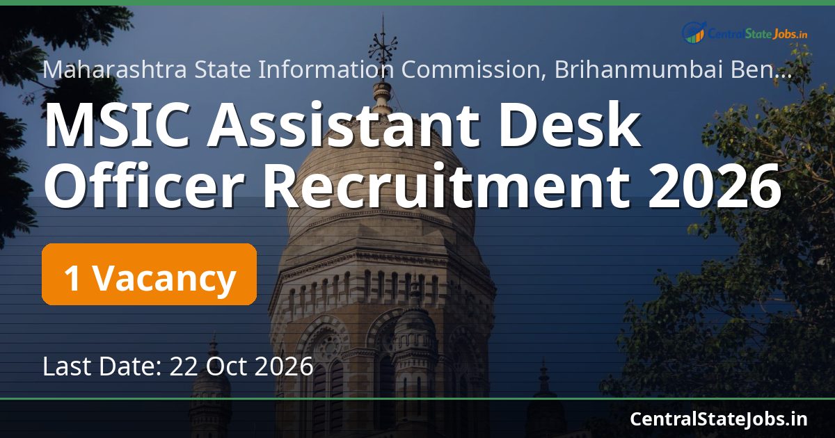 MSIC Assistant Desk Officer Recruitment 2026