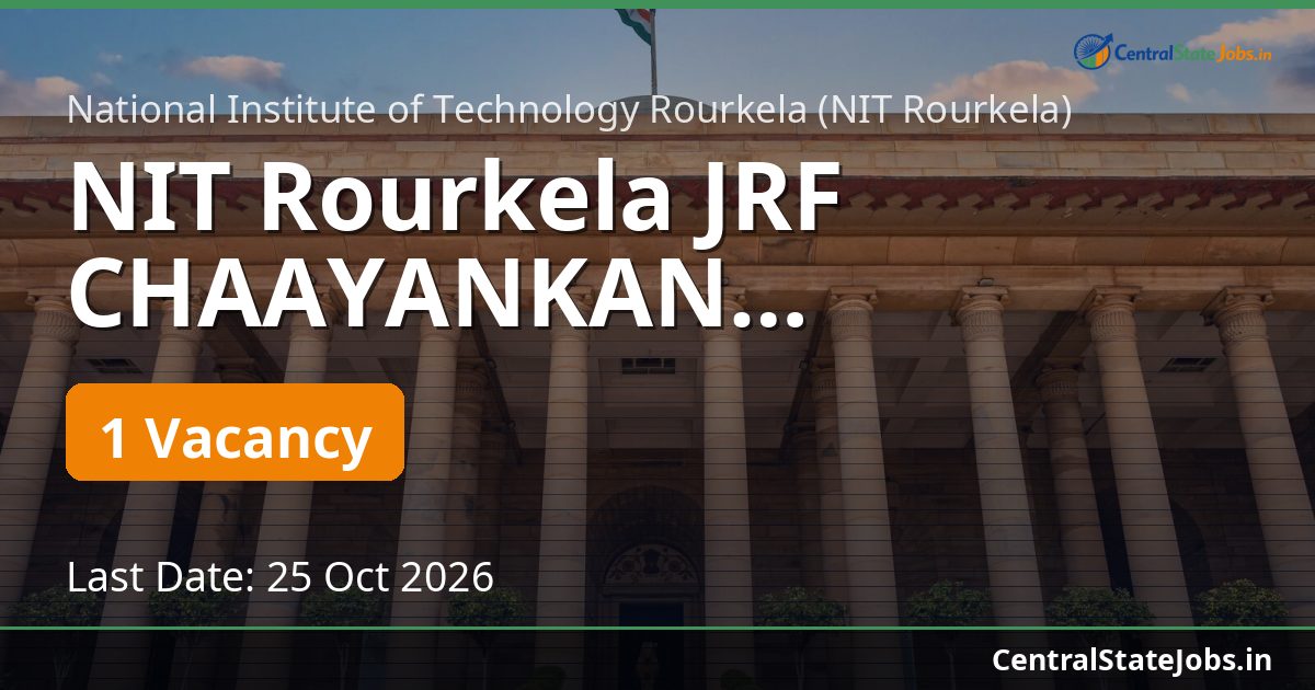 NIT Rourkela JRF CHAAYANKAN Recruitment 2026
