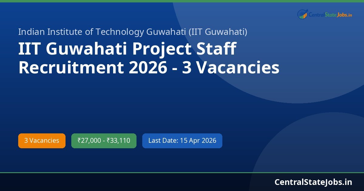 IIT Guwahati Project Staff Recruitment 2026 - 3 Vacancies