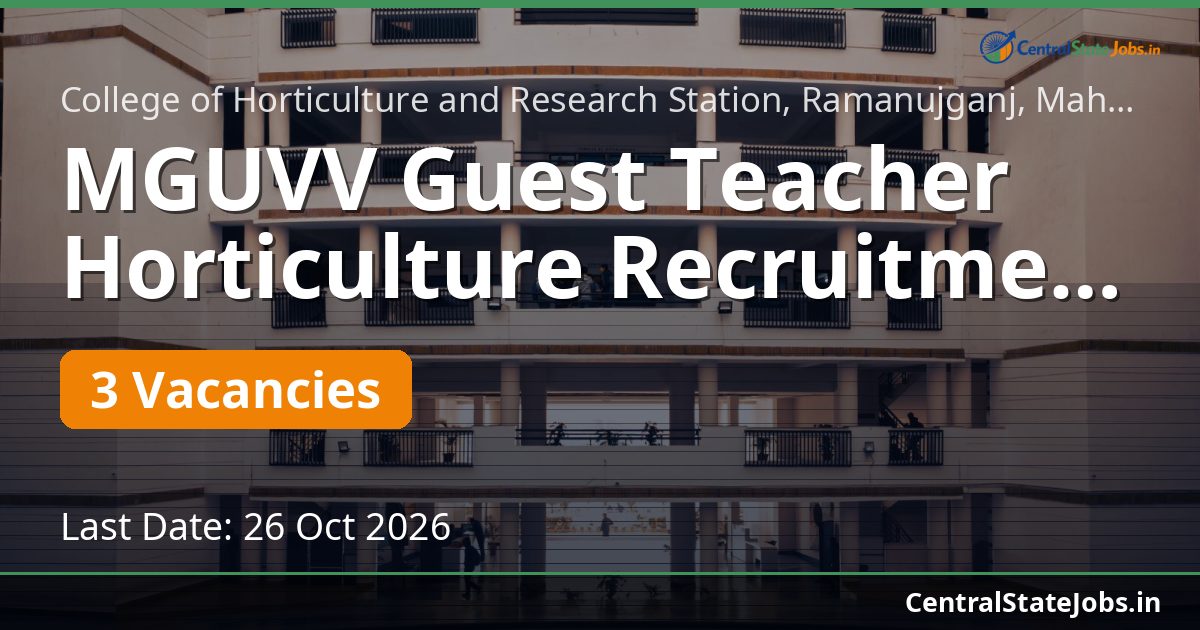 MGUVV Guest Teacher Horticulture Recruitment 2026