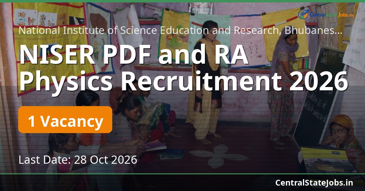 NISER PDF and RA Physics Recruitment 2026