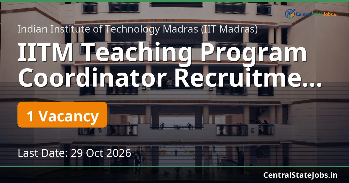 IITM Teaching Program Coordinator Recruitment 2026