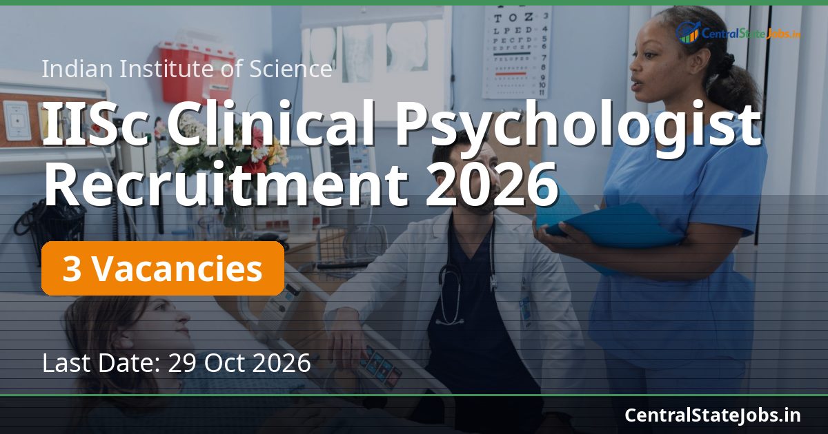IISc Clinical Psychologist Recruitment 2026