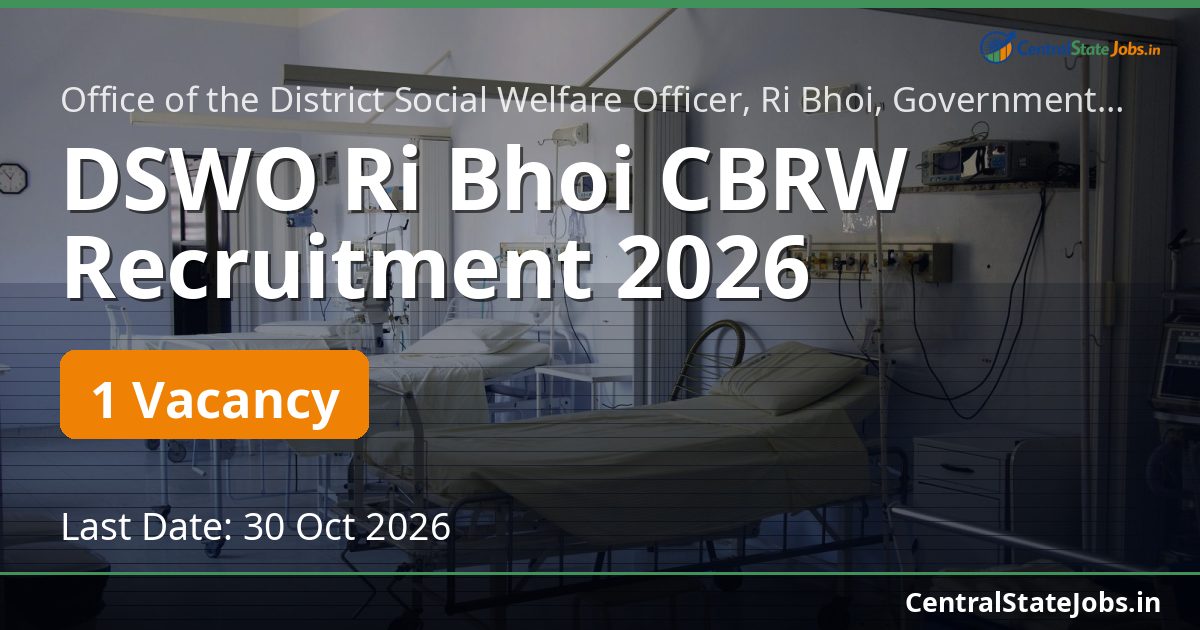 DSWO Ri Bhoi CBRW Recruitment 2026