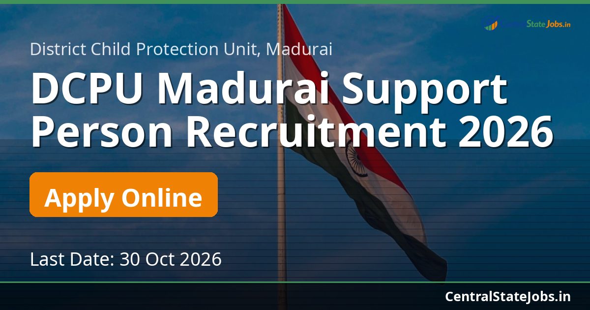 DCPU Madurai Support Person Recruitment 2026
