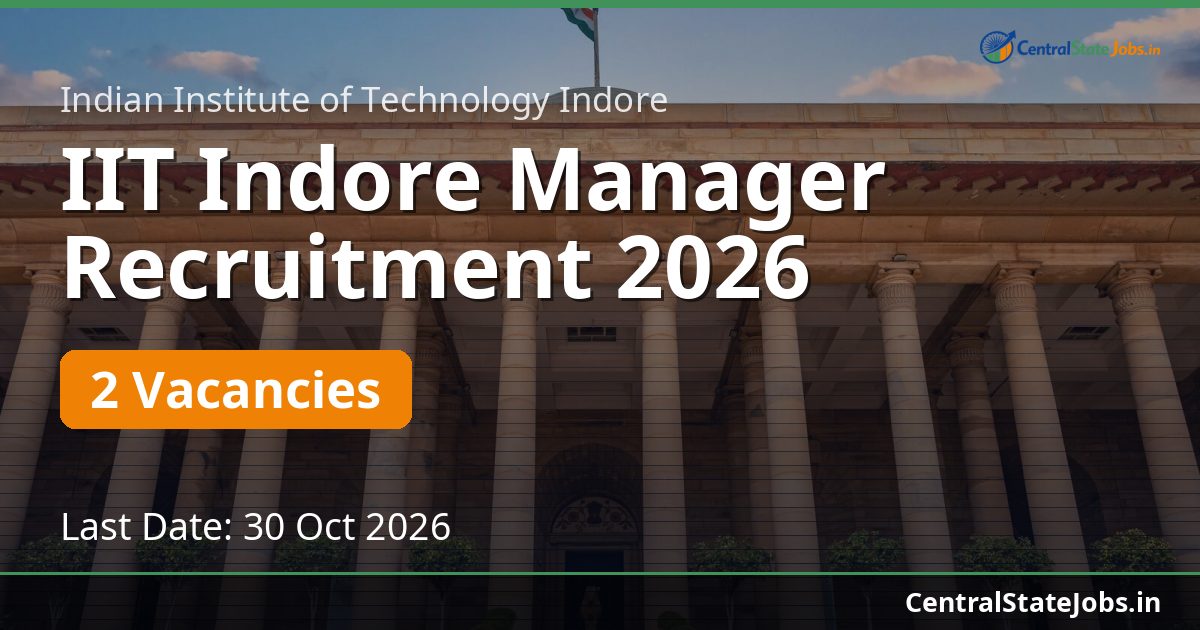 IIT Indore Manager Recruitment 2026