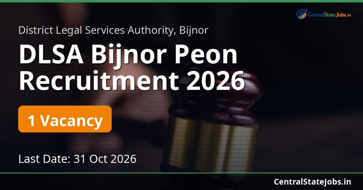 DLSA Bijnor Peon Recruitment 2026