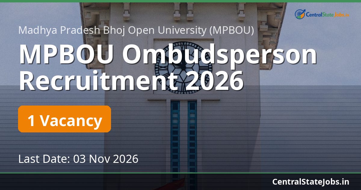 MPBOU Ombudsperson Recruitment 2026