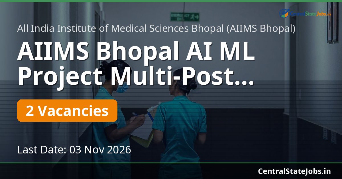 AIIMS Bhopal AI ML Project Multi-Post Recruitment 2026