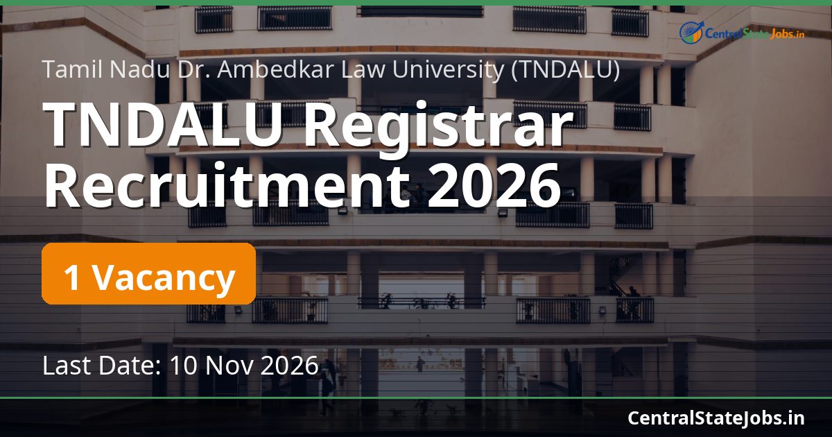 TNDALU Registrar Recruitment 2026
