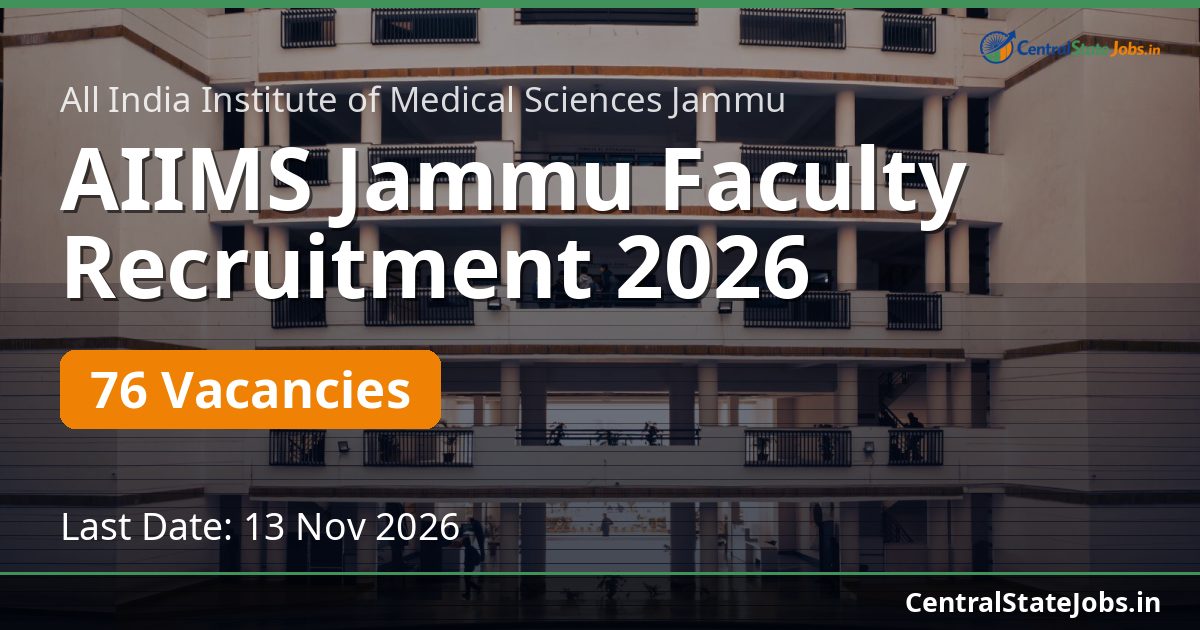 AIIMS Jammu Faculty Recruitment 2026 — 76 Vacancies