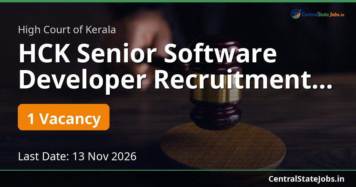 HCK Senior Software Developer Recruitment 2026