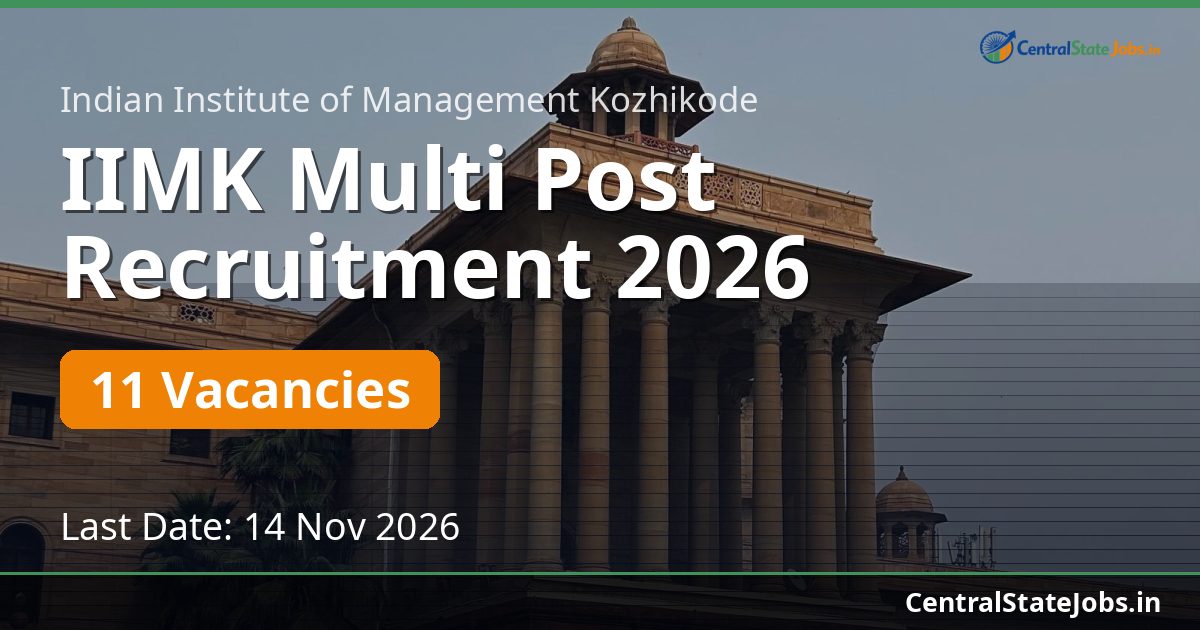 IIMK Multi Post Recruitment 2026
