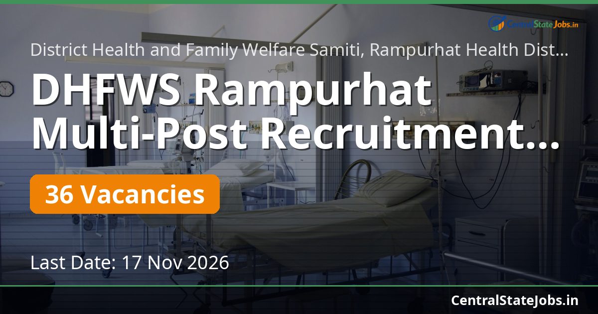 DHFWS Rampurhat Multi-Post Recruitment 2026 — 36 Vacancies