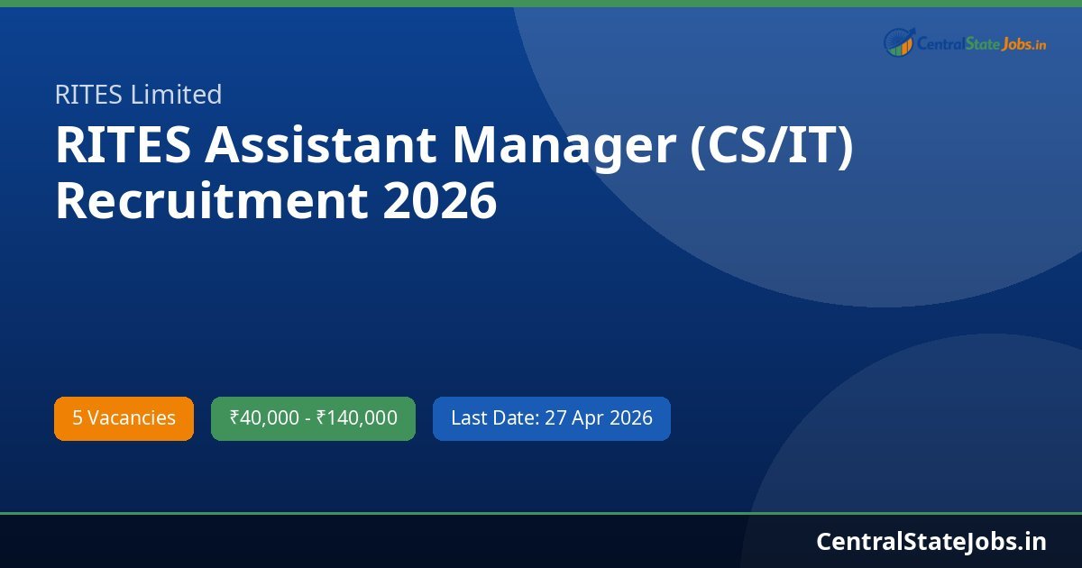 RITES Assistant Manager (CS/IT) Recruitment 2026