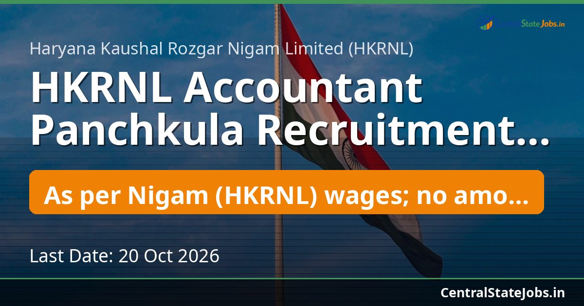 HKRNL Accountant Panchkula Recruitment 2026