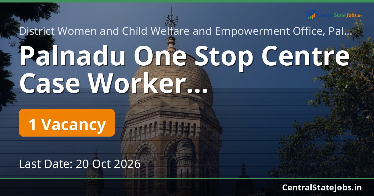 Palnadu One Stop Centre కేస్ వర్కర్ నియామకం 2026