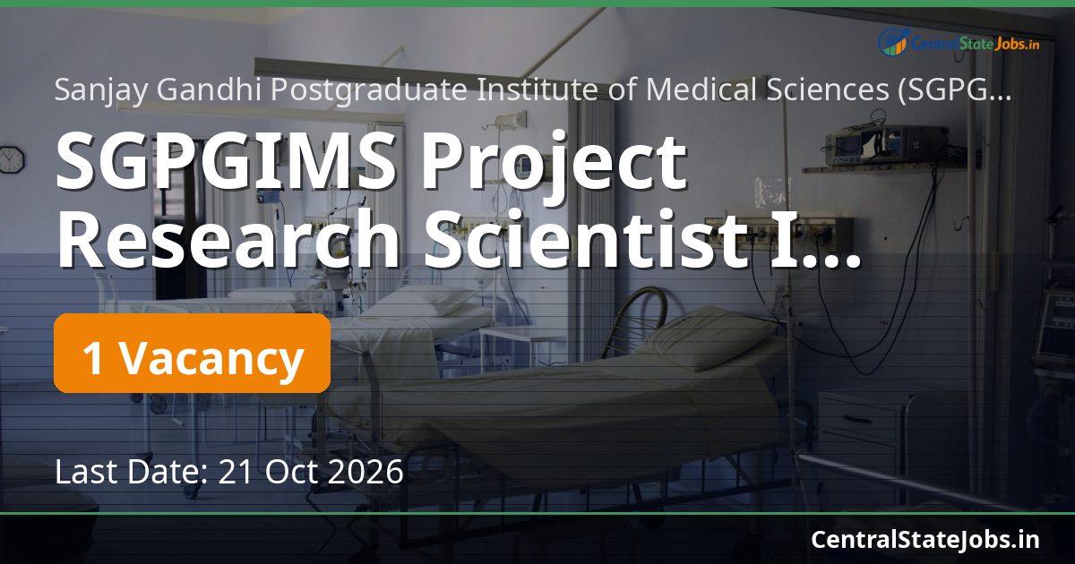SGPGIMS Project Research Scientist I Hematology 2026