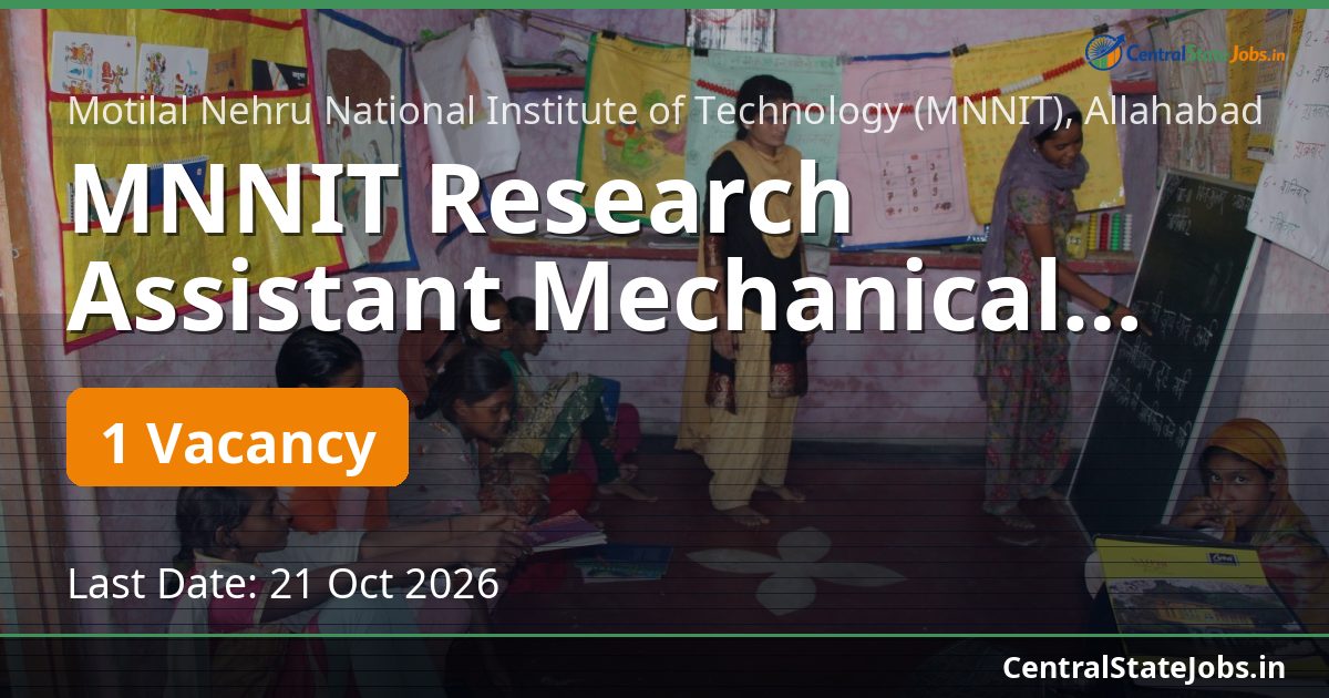 MNNIT Research Assistant Mechanical Engg Recruitment 2026